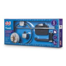 Kit Acessórios Banheiro 5 Peças Preto/Cromado Tivoli Herc ABS Fácil Instalação Sistema Anti-Giro