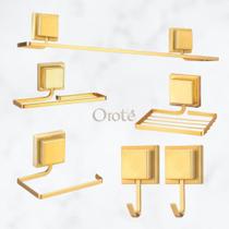 Kit Acessórios Banheiro 6 Peças Sem Furo 3M Dourado ~ Arthi