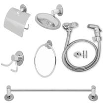 Kit acessorios banheiro 6pcs com ducha higienica inox completa 1/4 volta Kit acessorios banheiro 6pcs com ducha higienica inox completa 1/4 volta