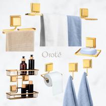 Kit Acessórios Banheiro 7 Peças Sem Furo 3M Dourado ~ Arthi Kit Acessórios Banheiro 7 Peças Sem Furo 3M Dourado ~ Arthi