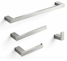 Kit Acessórios Banheiro Aço Inox Escovado 4 Peças Kit Acessórios Banheiro Aço Inox Escovado 4 Peças