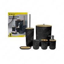 Kit Acessórios Banheiro B-max 6 Peças Preto Kit Acessórios Banheiro B-max 6 Peças Preto