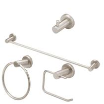 Kit Acessórios Banheiro Completo Inox Escovado 4 Peças