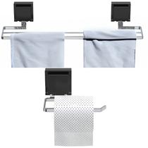 Kit Acessórios Banheiro Cromado Ventosa 2 Peças Duplo UN.RBT Kit Acessórios Banheiro Cromado Ventosa 2 Peças Duplo UN.RBT