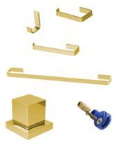 Kit Acessórios Banheiro Dourado + 1 Acab Dourado Base Docol - Titanium Metais