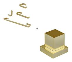 Kit Acessorios Banheiro Dourado + 1 Acab Dourado Registro