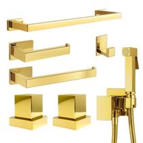 Kit Acessórios Banheiro Dourado Autocolante+ Ducha Higiênica e Acabamento Padrão Deca 1/2 3/4 Luxo Kit Acessórios Banheiro Dourado Autocolante+ Ducha Higiênica e Acabamento Padrão Deca 1/2 3/4 Luxo