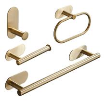 Kit Acessorios Banheiro Dourado Escovado Dupla Face Redondo