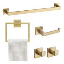 Kit Acessórios Banheiro Inox 304 5 Peças Alto Luxo Premium Toalheiro Porta Papel Ganchos Instalação Completa