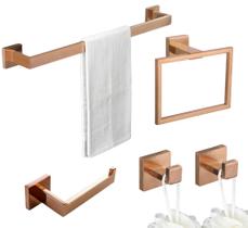Kit Acessórios Banheiro Inox 304 5 Peças Alto Luxo Premium Toalheiro Porta Papel Ganchos Instalação Completa