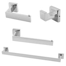 Kit Acessorios Banheiro Inox 304 Lavabo Conjunto Cromado