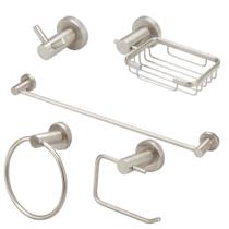 Kit Acessórios Banheiro Inox Escovado 5 Peças Completo