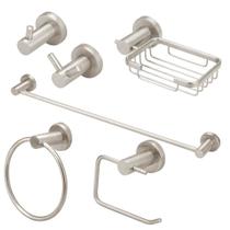 Kit Acessórios Banheiro Inox Escovado 6 Peças Completo