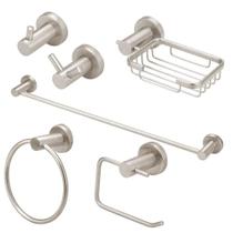 Kit Acessórios Banheiro Inox Escovado 6 Peças Completo