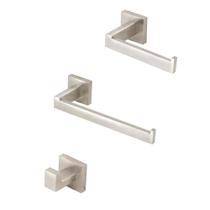 Kit Acessórios Banheiro Inox Escovado Quadrado Inox 3 Peças Kit Acessórios Banheiro Inox Escovado Quadrado Inox 3 Peças