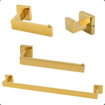 Kit Acessorios Banheiro Inox304 Lavabo Conjunto Dourado Gold Kit Acessorios Banheiro Inox304 Lavabo Conjunto Dourado Gold