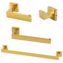 Kit Acessorios Banheiro Inox304 Lavabo Conjunto Dourado Gold