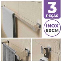 Kit Acessórios Banheiro/lavabo 3 Peças Aço Inox 304 Q3E