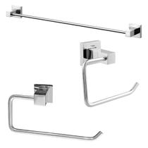 Kit Acessórios Banheiro Lavabo 3 peças Cromado metal Kit Acessórios Banheiro Lavabo 3 peças Cromado metal