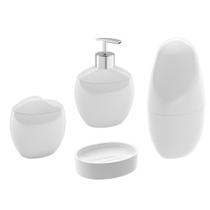 Kit Acessórios Banheiro Lavabo 4 Pcs Coza - Marrom - Coza/Brinox