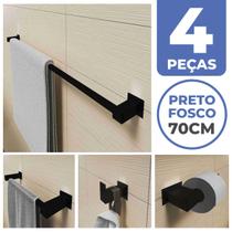 Kit Acessórios Banheiro/lavabo 4 Peças Aço Inox 304 Preto Fosco Q4BPF - PERFIL CASA