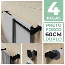 Kit Acessórios Banheiro/lavabo 4 Peças Aço Inox 304 Preto Fosco Q4CPF - PERFIL CASA