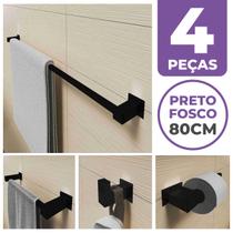 Kit Acessórios Banheiro/lavabo 4 Peças Aço Inox 304 Preto Fosco Q4EPF - PERFIL CASA INOX
