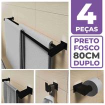Kit Acessórios Banheiro/lavabo 4 Peças Aço Inox 304 Preto Fosco Q4FPF