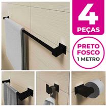 Kit Acessórios Banheiro/lavabo 4 Peças Aço Inox 304 Preto Fosco Q4GPF Kit Acessórios Banheiro/lavabo 4 Peças Aço Inox 304 Preto Fosco Q4GPF