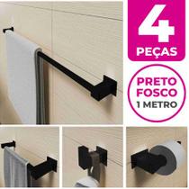 Kit Acessórios Banheiro/lavabo 4 Peças Aço Inox 304 Preto Fosco Q4GPF - PERFIL CASA INOX