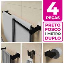 Kit Acessórios Banheiro/lavabo 4 Peças Aço Inox 304 Preto Fosco Q4HPF