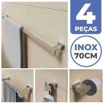 Kit Acessórios Banheiro Lavabo 4 Peças Aço Inox 304 Q4B Toalheiros Ganchos Kit Acessórios Banheiro Lavabo 4 Peças Aço Inox 304 Q4B Toalheiros Ganchos
