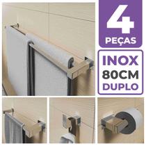 Kit Acessórios Banheiro Lavabo 4 Peças Aço Inox 304 Q4F
