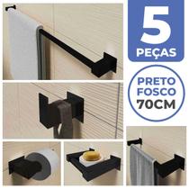 Kit Acessórios Banheiro/lavabo 5 Peças Aço Inox 304 Preto Fosco Q5BPF Kit Acessórios Banheiro/lavabo 5 Peças Aço Inox 304 Preto Fosco Q5BPF