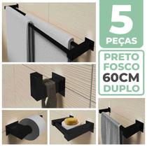 Kit Acessórios Banheiro/lavabo 5 Peças Aço Inox 304 Preto Fosco Q5CPF - PERFIL CASA INOX