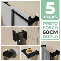 Kit Acessórios Banheiro/lavabo 5 Peças Aço Inox 304 Preto Fosco Q5CPF Kit Acessórios Banheiro/lavabo 5 Peças Aço Inox 304 Preto Fosco Q5CPF