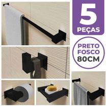 Kit Acessórios Banheiro/lavabo 5 Peças Aço Inox 304 Preto Fosco Q5EPF - PERFIL CASA INOX