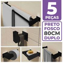 Kit Acessórios Banheiro/lavabo 5 Peças Aço Inox 304 Preto Fosco Q5FPF - PERFIL CASA INOX