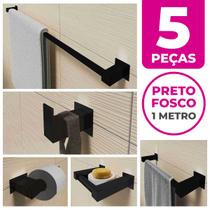 Kit Acessórios Banheiro/lavabo 5 Peças Aço Inox 304 Preto Fosco Q5GPF
