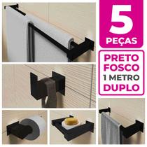 Kit Acessórios Banheiro/lavabo 5 Peças Aço Inox 304 Preto Fosco Q5HPF Kit Acessórios Banheiro/lavabo 5 Peças Aço Inox 304 Preto Fosco Q5HPF