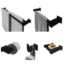 Kit Acessórios Banheiro/Lavabo 5 Peças Aço Inox 304 Preto Kit Acessórios Banheiro/Lavabo 5 Peças Aço Inox 304 Preto