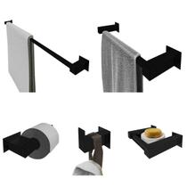 Kit Acessórios Banheiro/Lavabo 5 Peças Aço Inox 304 Preto Kit Acessórios Banheiro/Lavabo 5 Peças Aço Inox 304 Preto