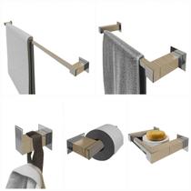 Kit Acessórios Banheiro/Lavabo 5 Peças Aço Inox 304 Q5Bolt Kit Acessórios Banheiro/Lavabo 5 Peças Aço Inox 304 Q5Bolt