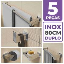 Kit Acessórios Banheiro Lavabo 5 Peças Aço Inox 304 Q5F Toalheiros Ganchos Kit Acessórios Banheiro Lavabo 5 Peças Aço Inox 304 Q5F Toalheiros Ganchos