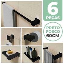 Kit Acessórios Banheiro/lavabo 6 Peças Aço Inox 304 Preto Fosco Q6APF Kit Acessórios Banheiro/lavabo 6 Peças Aço Inox 304 Preto Fosco Q6APF
