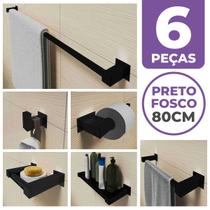 Kit Acessórios Banheiro/lavabo 6 Peças Aço Inox 304 Preto Fosco Q6EPF - PERFIL CASA INOX