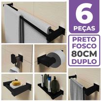 Kit Acessórios Banheiro/lavabo 6 Peças Aço Inox 304 Preto Fosco Q6FPF - PERFIL CASA INOX