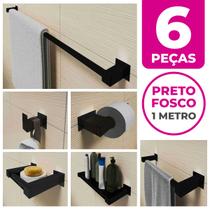 Kit Acessórios Banheiro/lavabo 6 Peças Aço Inox 304 Preto Fosco Q6GPF Kit Acessórios Banheiro/lavabo 6 Peças Aço Inox 304 Preto Fosco Q6GPF