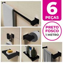 Kit Acessórios Banheiro/lavabo 6 Peças Aço Inox 304 Preto Fosco Q6GPF - PERFIL CASA INOX
