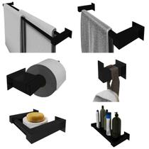 Kit Acessórios Banheiro/Lavabo 6 Peças Aço Inox 304 Preto